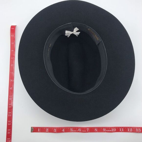 Stetson 100% Fur Felt Black Fedora Style Hat Wide Full Brim Womens Accessories - Picture 11 of 12